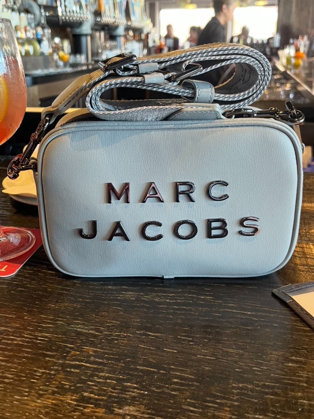 Marc Jacobs Light Blue Crossbody Camera Bag with Raised Logo